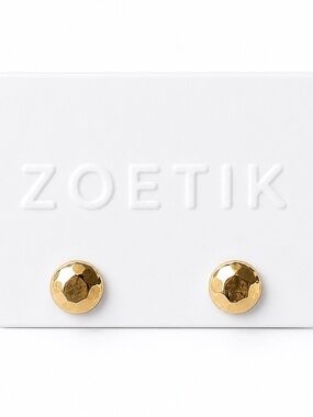 Zoetik Gold Tone Round Disc Stud Earrings Minimalist Classic Everyday Jewelry
